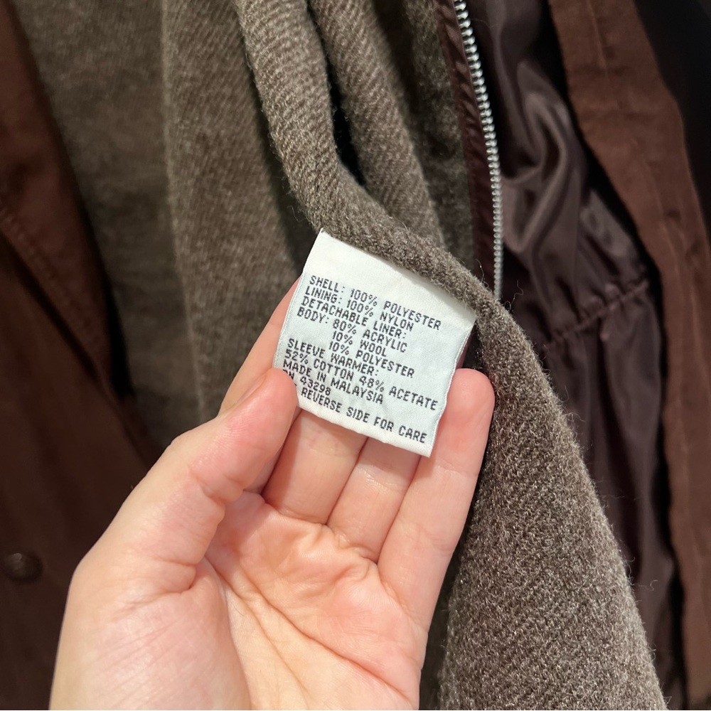 Suede Brown Barn Coat with Waist - Picture 6 of 9